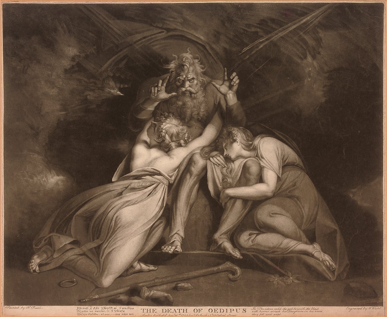Der Tod des Ödipus, graviert von William Ward von Johann Heinrich Füssli