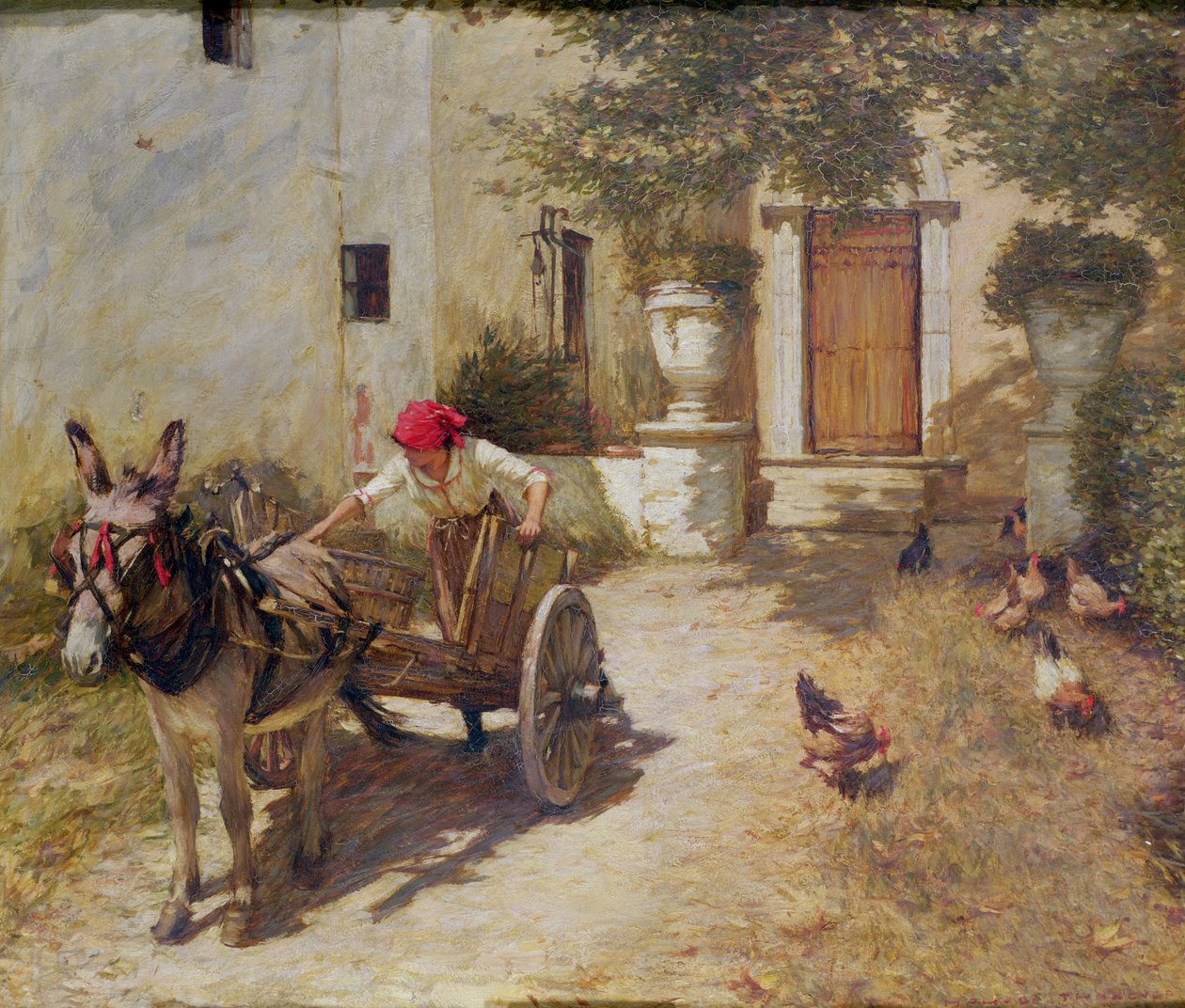 Bauernhofszene, 1905 von Henry Herbert La Thangue