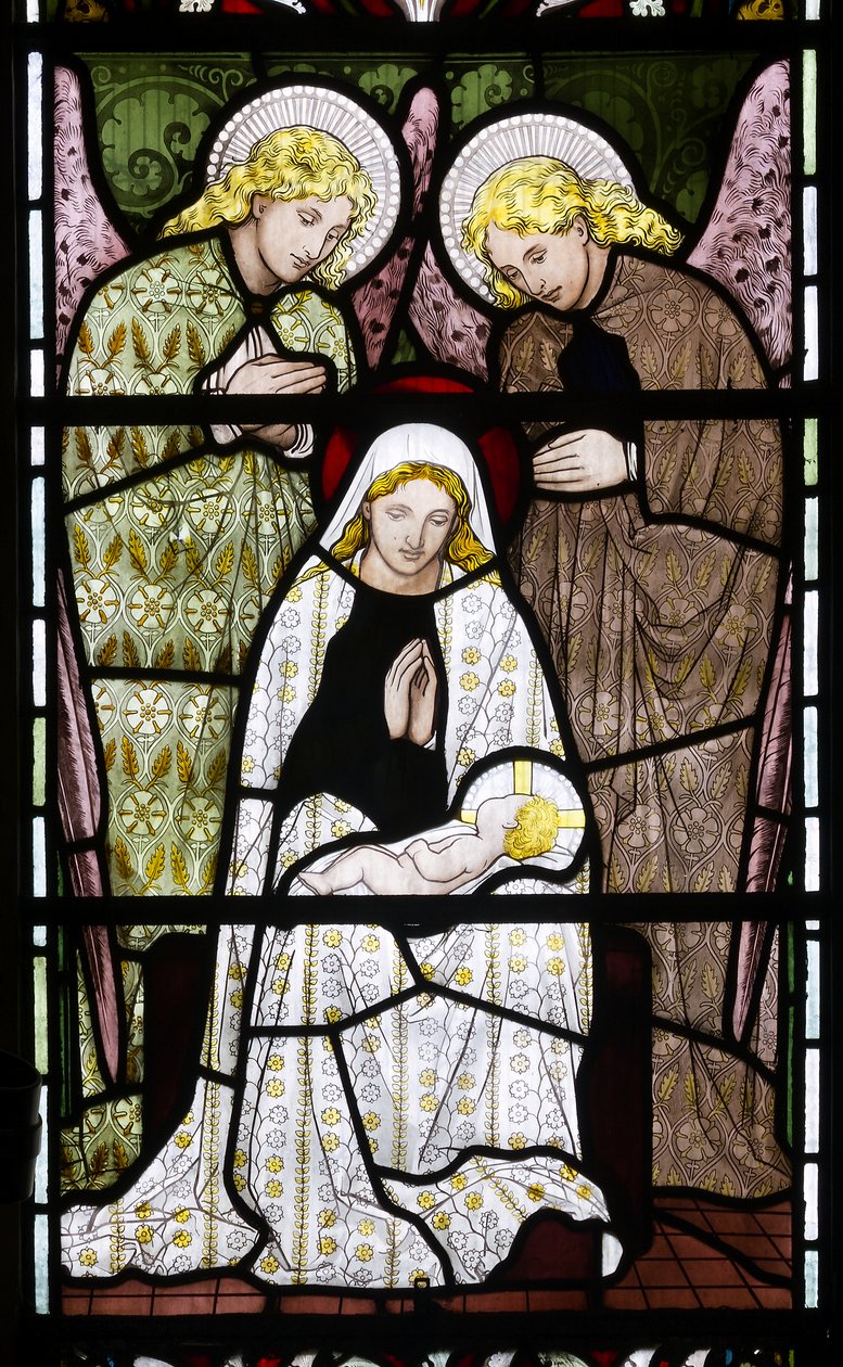 Engel, die Maria und das Jesuskind anbeten von Henry Holiday