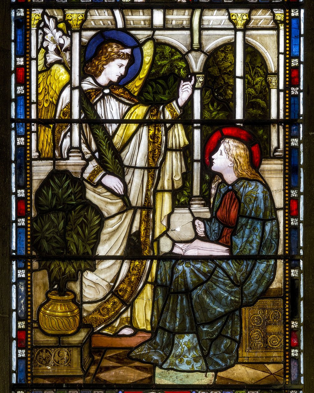 Kirkstall, St Stephen, Heaton Butler & Bayne, Henry Holiday, Die Verkündigung, ca. 1870 von Henry Holiday