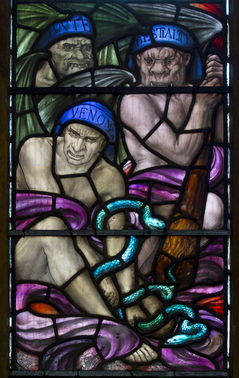Yeovil, St. Johannes der Täufer, Hass, Bestialität & Gift, 1917-18 von Henry Holiday