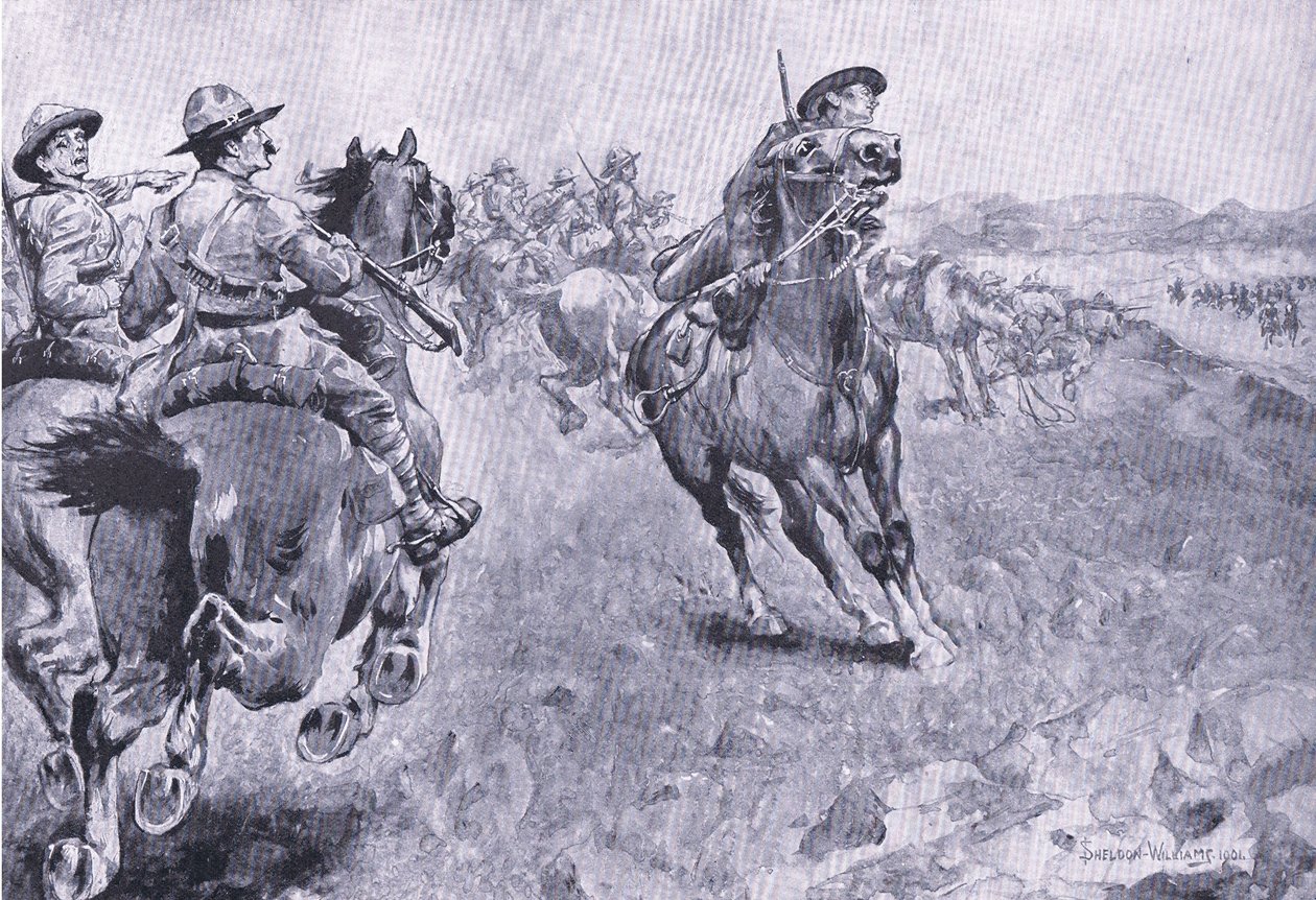 Das Rennen um das Kommando der Philips Town Road, aus After Pretoria: Der Guerillakrieg veröffentlicht von Harmsworth Bros Limited, 1901 von Henry Inglis Jodrel Sheldon-Williams