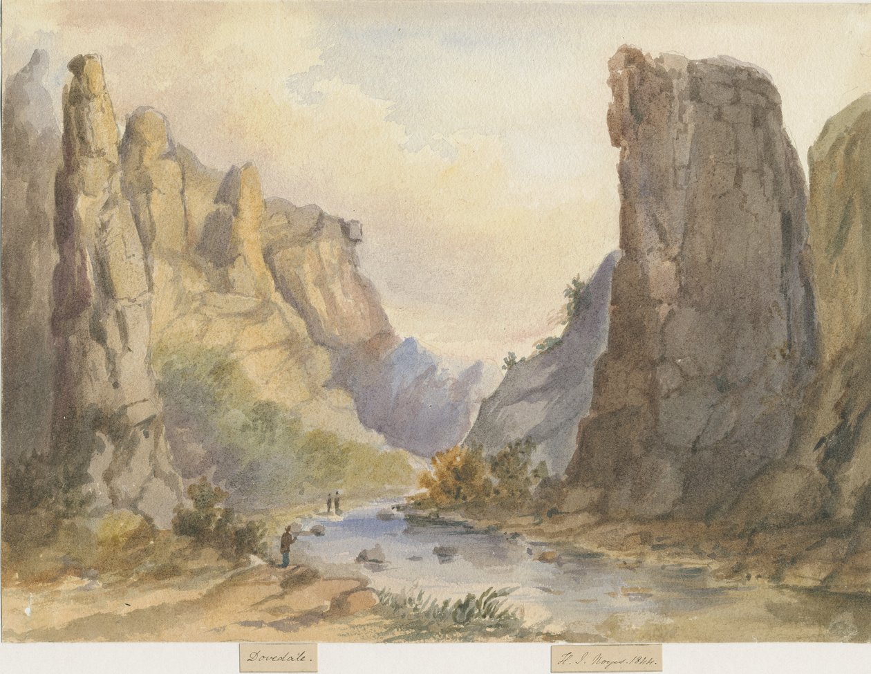 Dovedale - Landschaft: Aquarellmalerei, 1844 von Henry James Noyes
