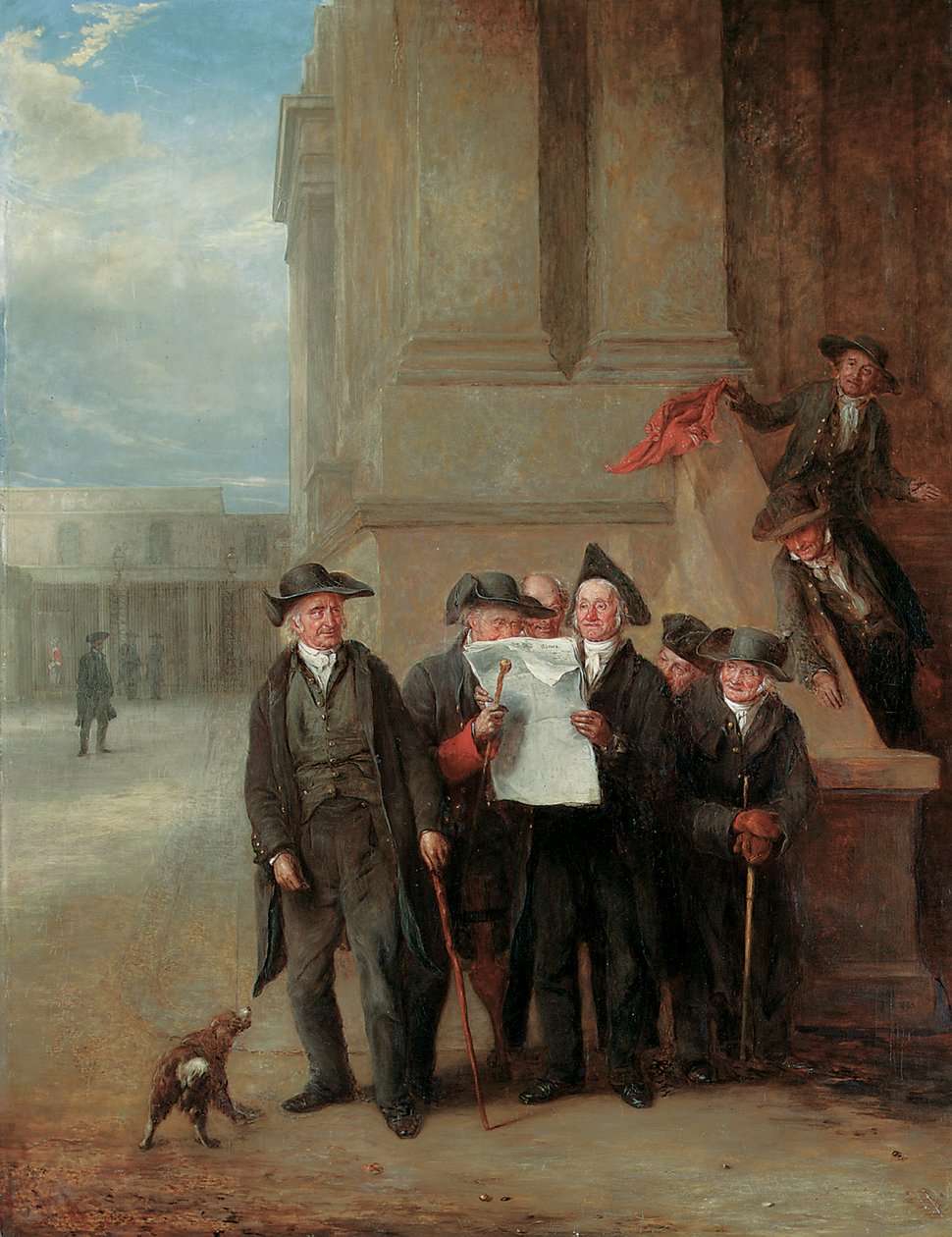 Marine-Nachrichten: Greenwich-Pensionäre lesen eine Ausgabe der Times von Henry James Pidding