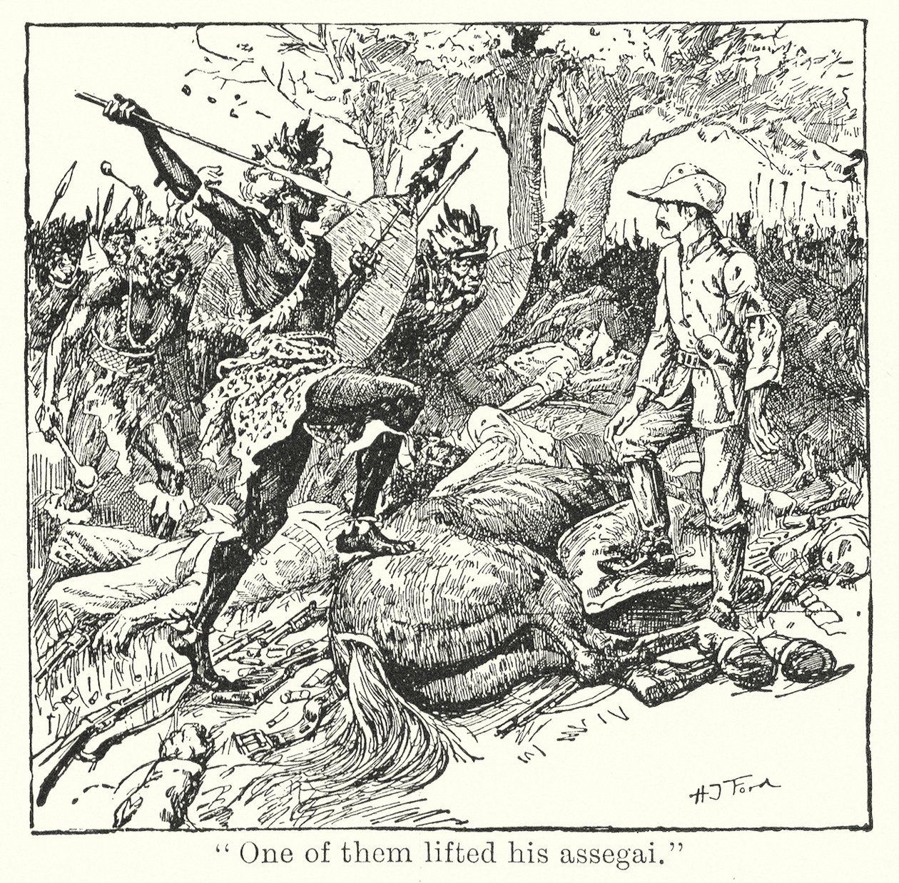 "Einer von ihnen hob seinen Assegai" von Henry Justice Ford