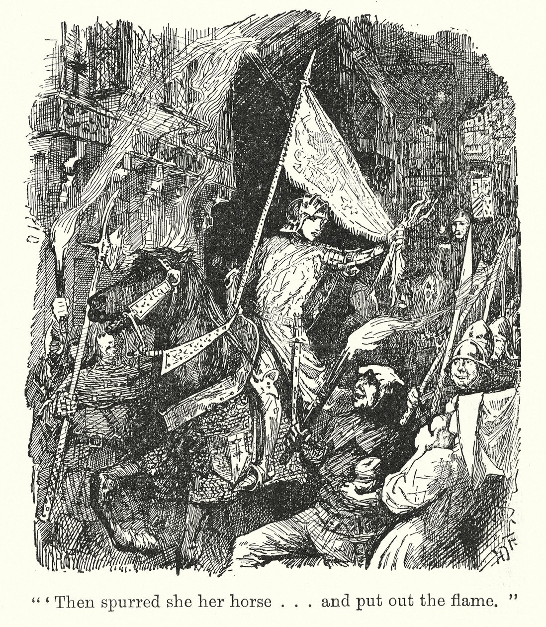 "Dann trieb sie ihr Pferd an und löschte die Flamme" von Henry Justice Ford