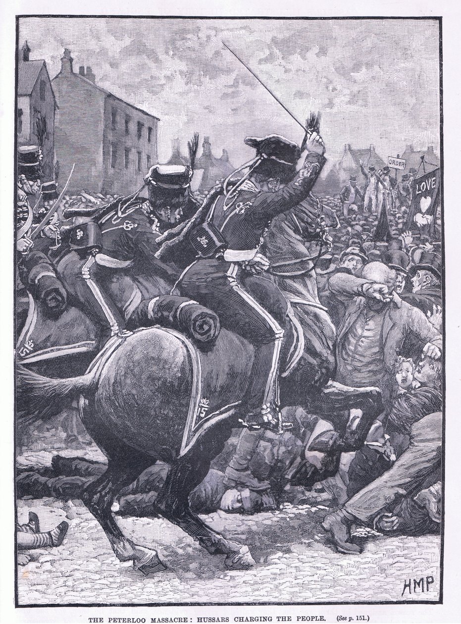 Das Peterloo-Massaker: Husaren greifen das Volk an, 1819 von Henry Marriott Paget