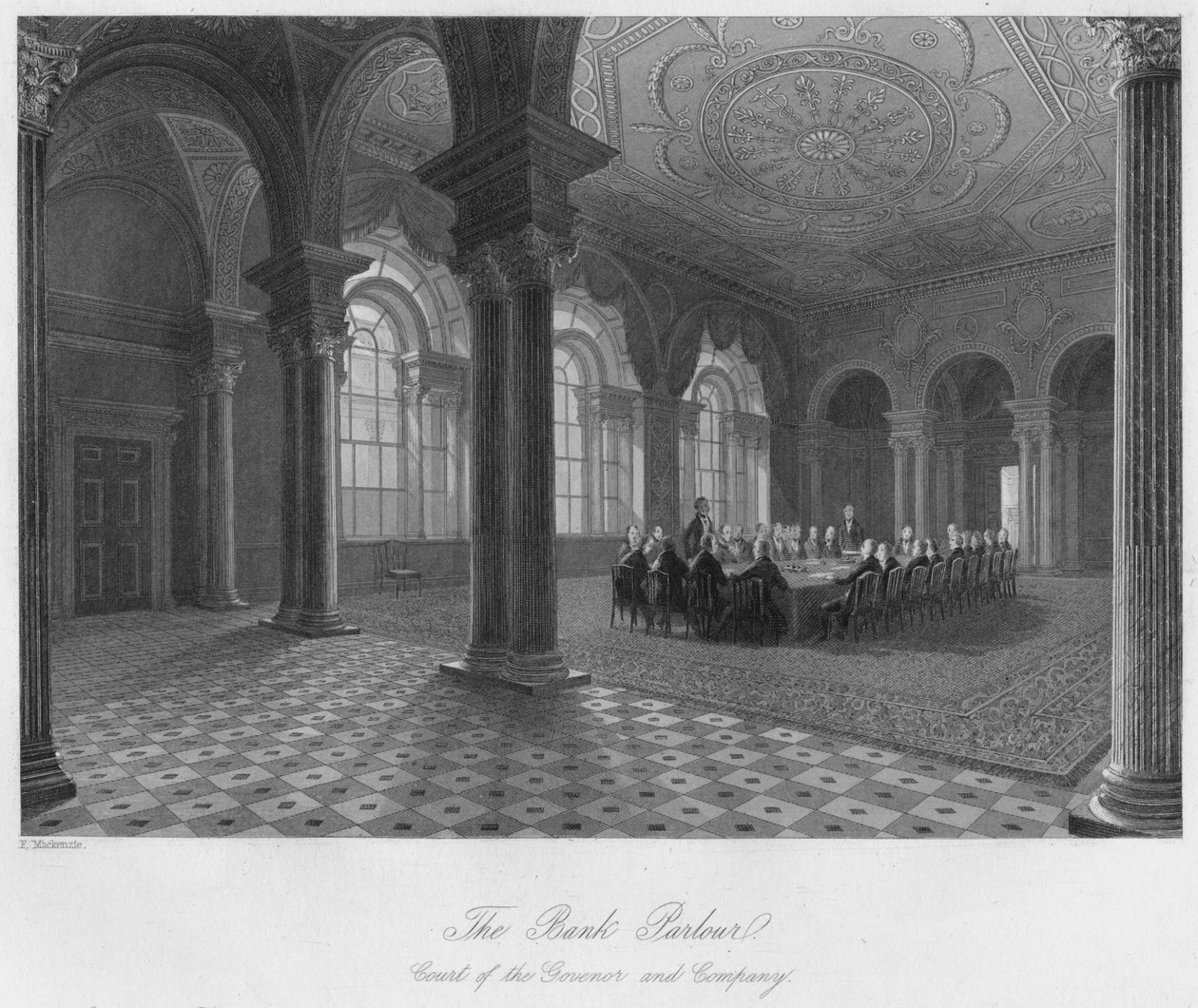Die Bankstube. Gericht des Gouverneurs und der Gesellschaft, ca. 1841 von Henry Melville