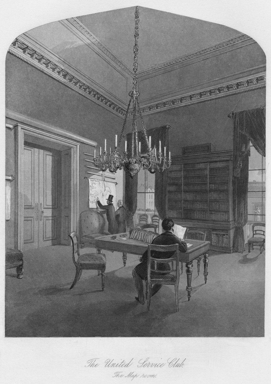 Der United Service Club. Der Kartenraum, ca. 1841 von Henry Melville