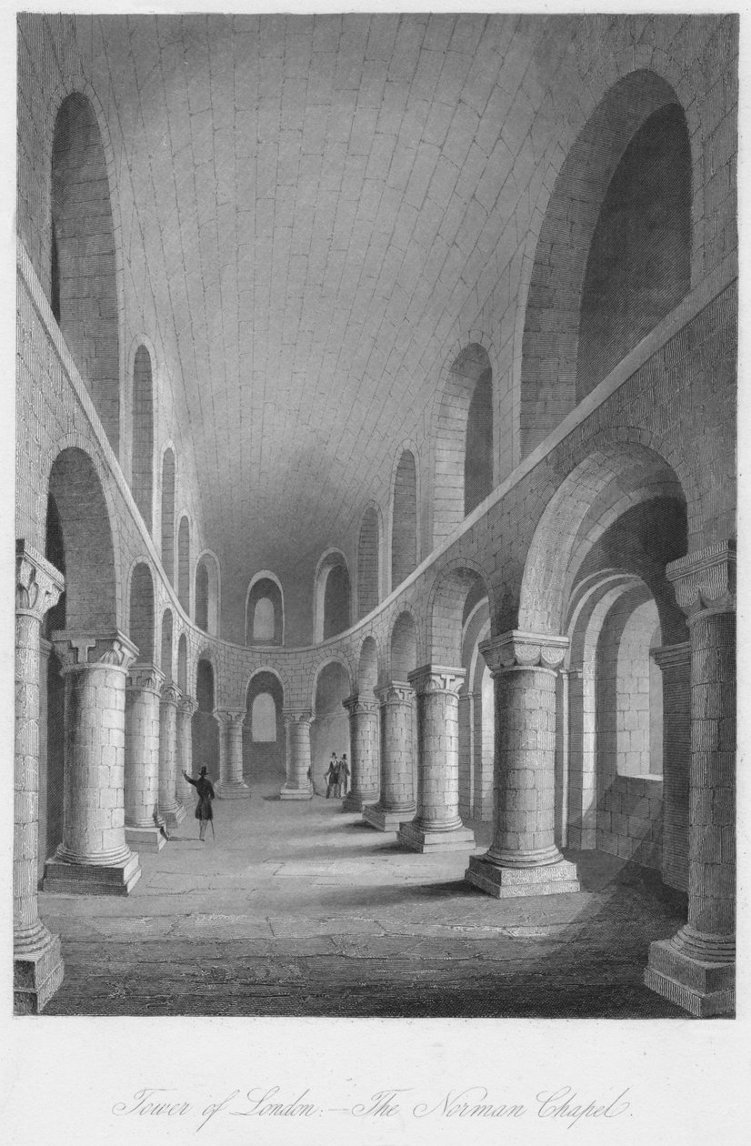 Tower of London - Die normannische Kapelle, um 1841 von Henry Melville