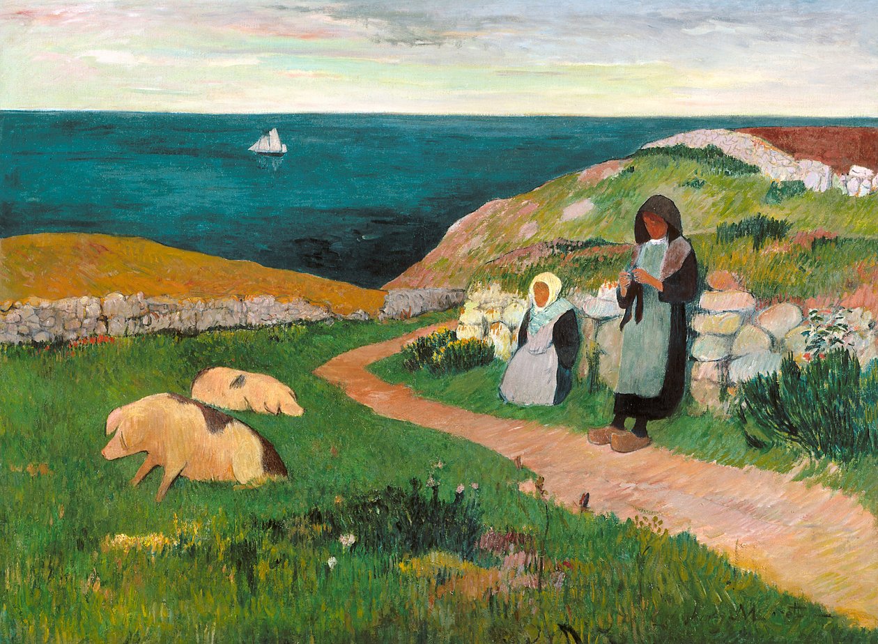Junge bretonische Mädchen auf dem Feld von Henry Moret