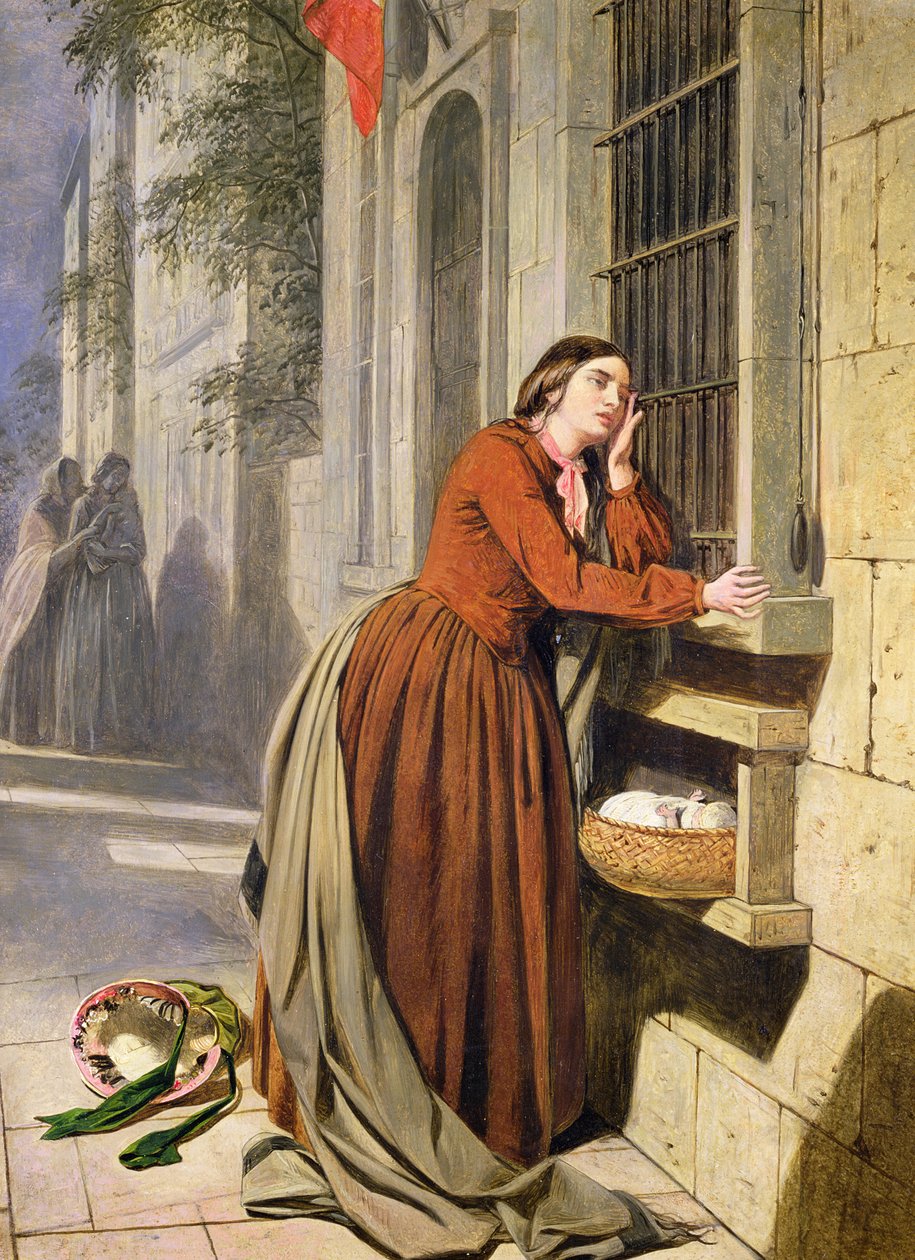 Mutter bringt ihr Kind ins Findelhaus in Paris, ca. 1855-60 von Henry Nelson O