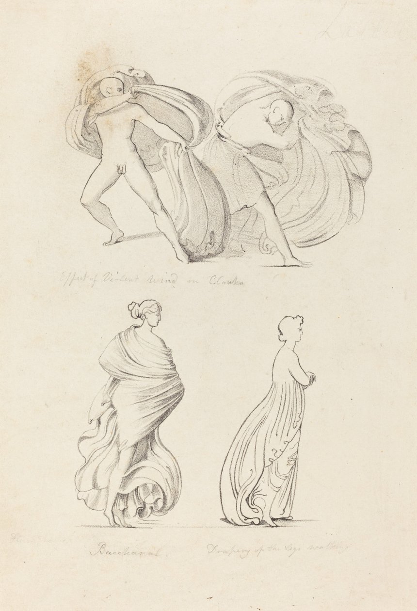 Draperie, drei Figuren, eine Bacchantin und zwei aus der Natur von Henry Noel Humphreys after John Flaxman