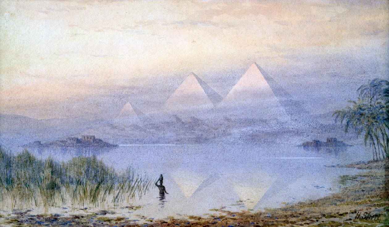 Die Pyramiden während der Nilflut, Ägypten von Henry Noel Shore