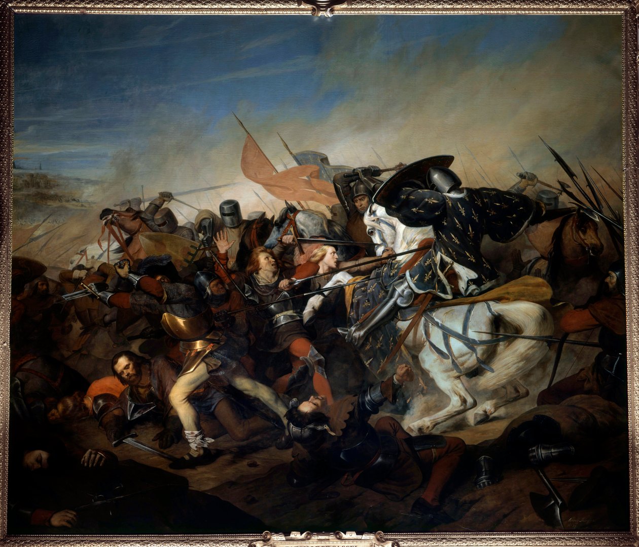Ansicht der Schlacht von Kassel am 23.08.1328, Sieg von Philipp VI. von Valois über die flämische Armee Gemälde von Henry Scheffer (1798-1862) 1837 von Henry Scheffer