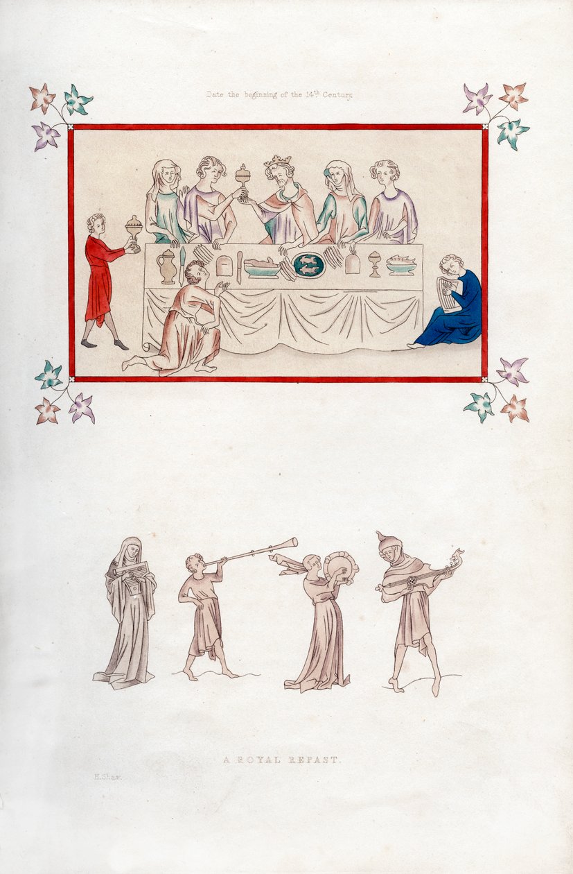 Ein königliches Festmahl, frühes 14. Jahrhundert, 1843 von Henry Shaw
