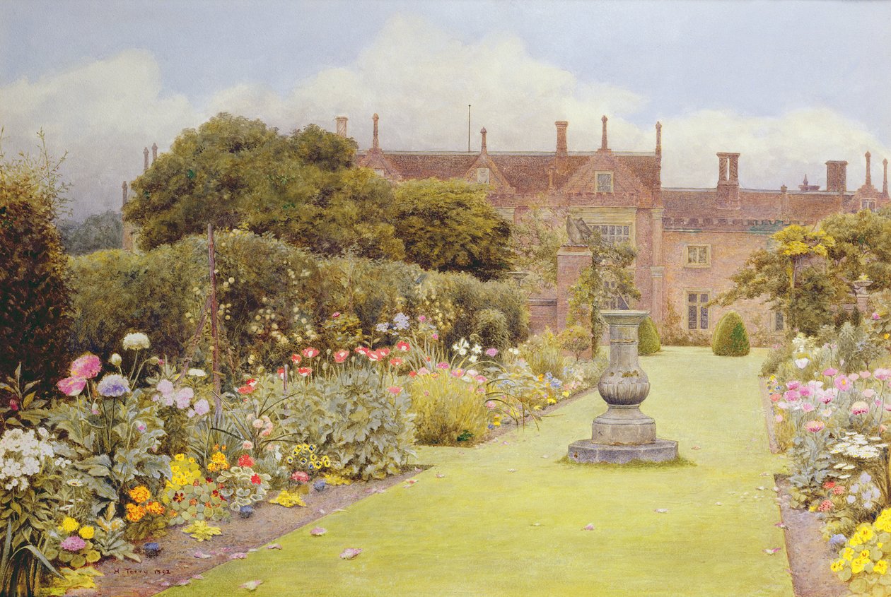 Der Grasweg, Helmingham Hall, 1892 (Aquarell auf Papier) von Henry Terry