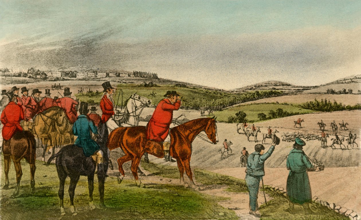 Mr. Jorrocks telegrafiert den Fuchs, 1838 von Henry Thomas Alken