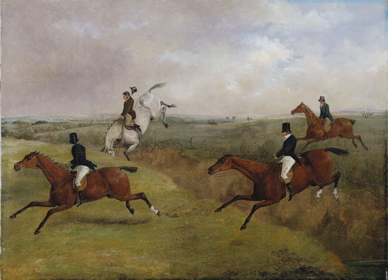 Das große Leicestershire-Steeplechase, 12. März 1829: Dick Christians letzter Sturz - Gemeinhin "Ein Kopfball" genannt von Henry Thomas Alken