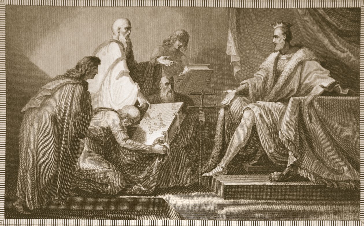 Domesday Book präsentiert an Wilhelm I., graviert von J. Fittler, Illustration aus David Humes 