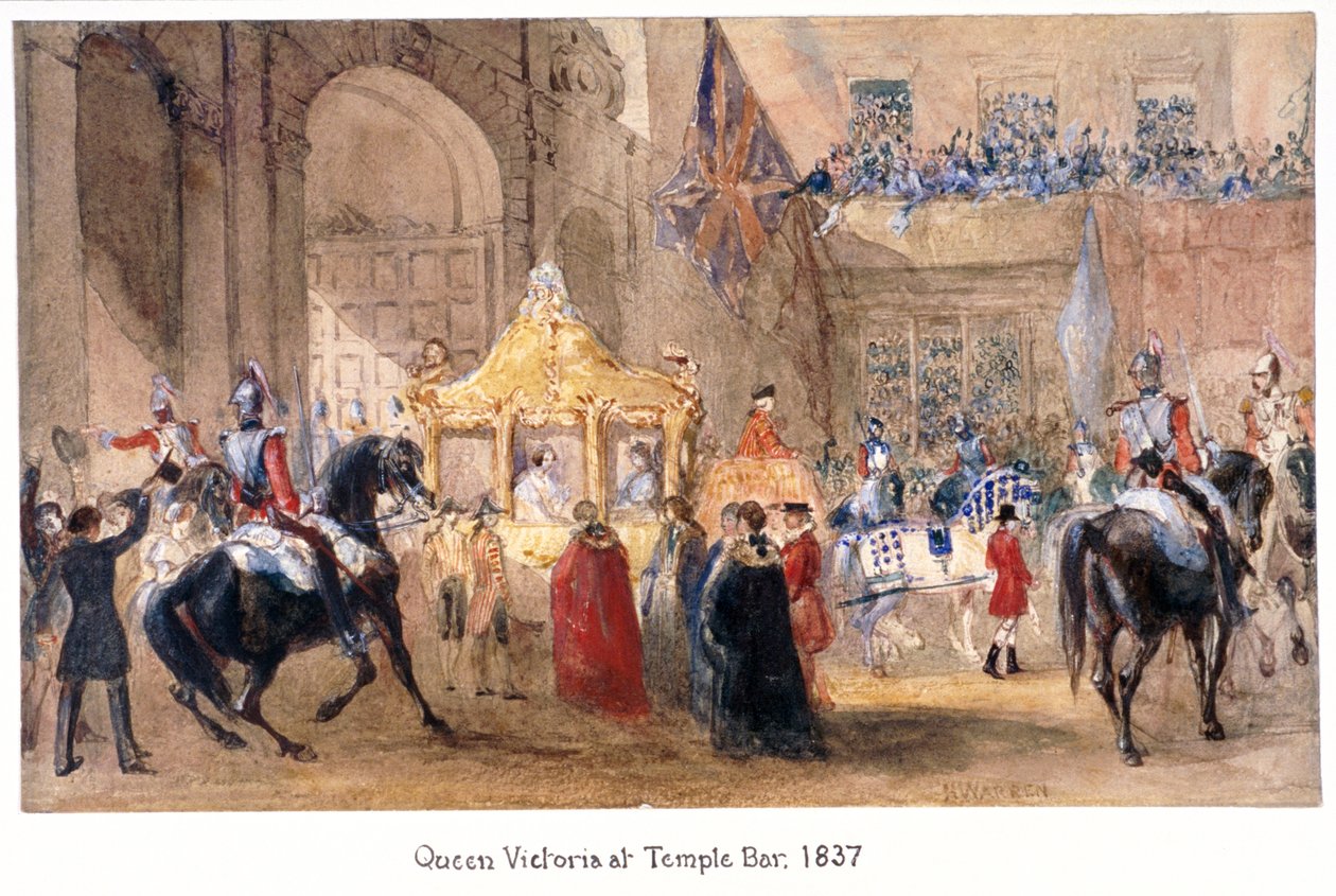 Königin Victoria am Temple Bar, London, 1837 von Henry Warren