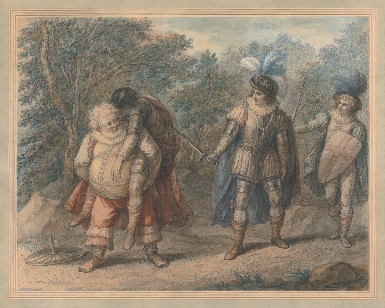 Falstaff trägt den toten Hotspur von Henry William Bunbury
