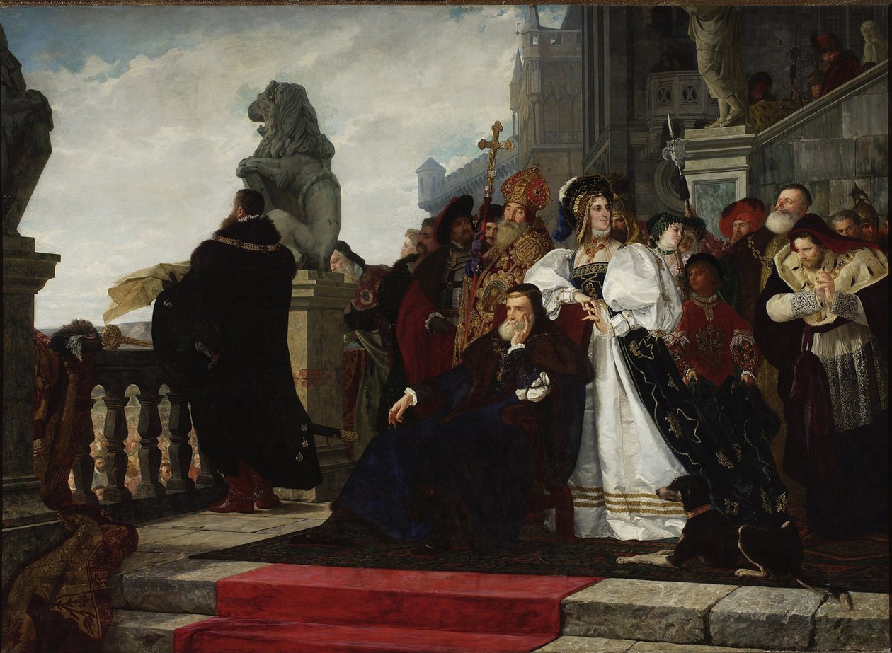 Sigismund I. von Polen (1467-1548) - Hühnerkrieg (1537) von Henryk Hipolit Rodakowski