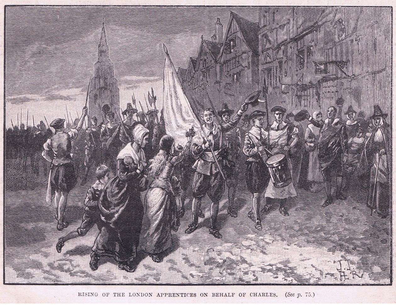 Aufstand der Londoner Lehrlinge zugunsten von Charles I. AD 1648 von Herbert Railton