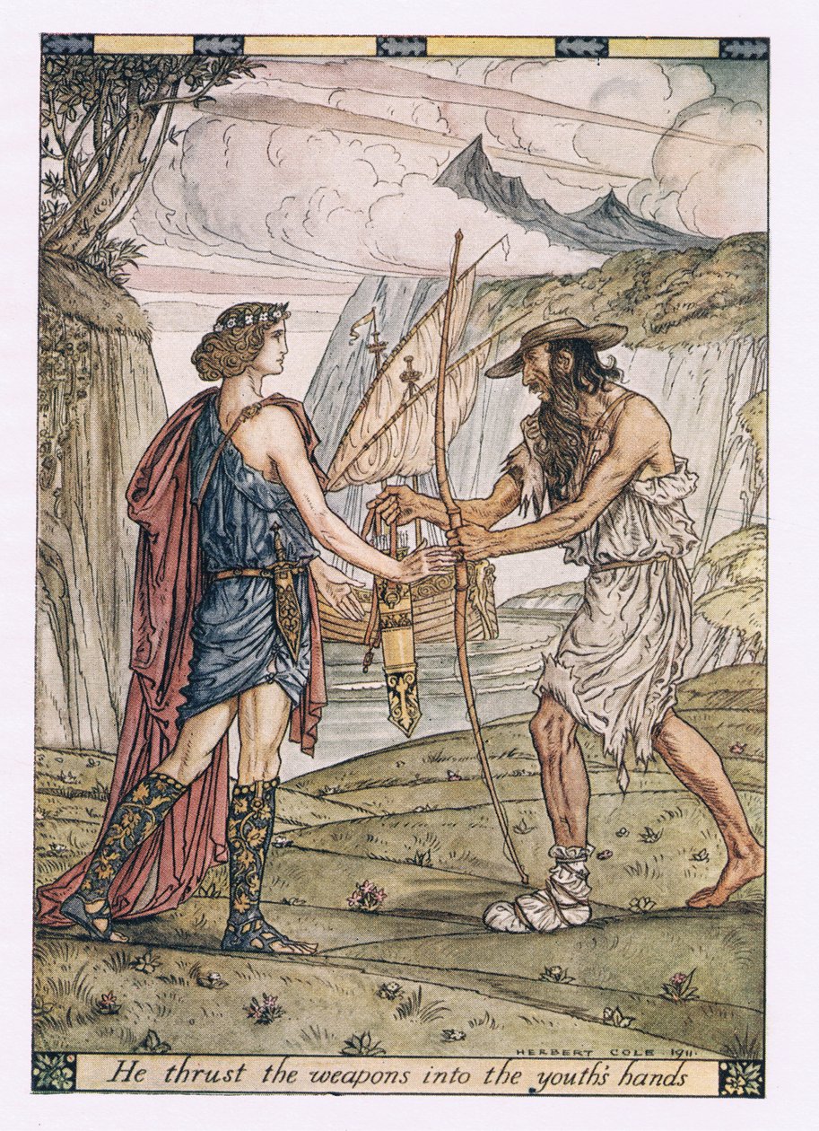 Er stieß die Waffen in die Hand des Jünglings von Herbert Cole