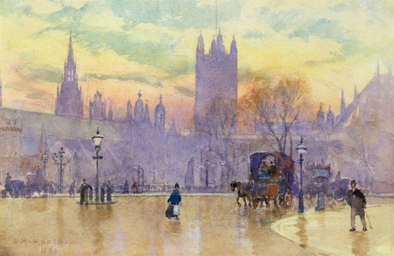 Parliament Square bei Dämmerung, 1889 von Herbert Menzies Marshall