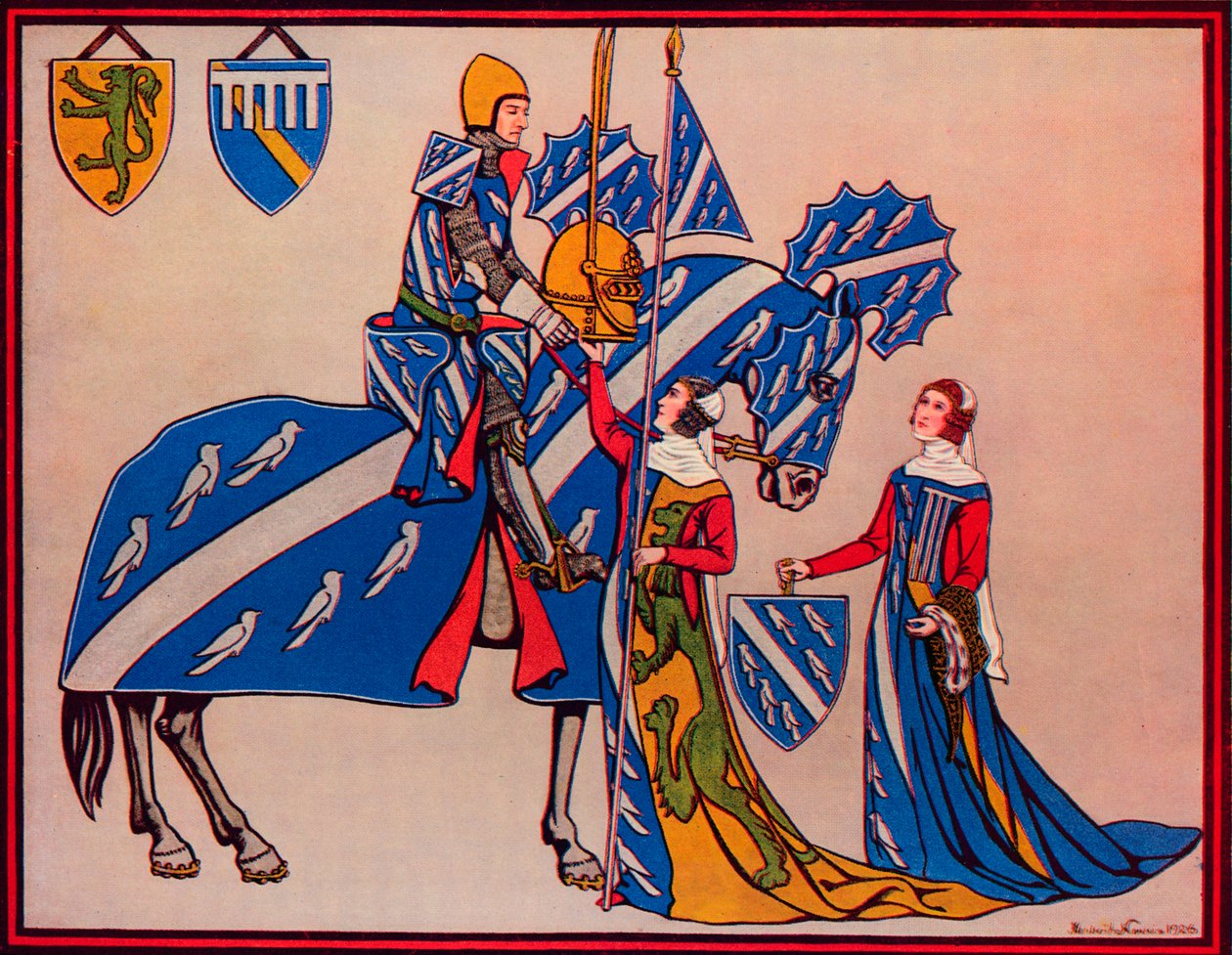 Sir Geoffrey Luttrell, seine Frau und Schwiegertochter, ca. 1340, 1926 von Herbert Norris