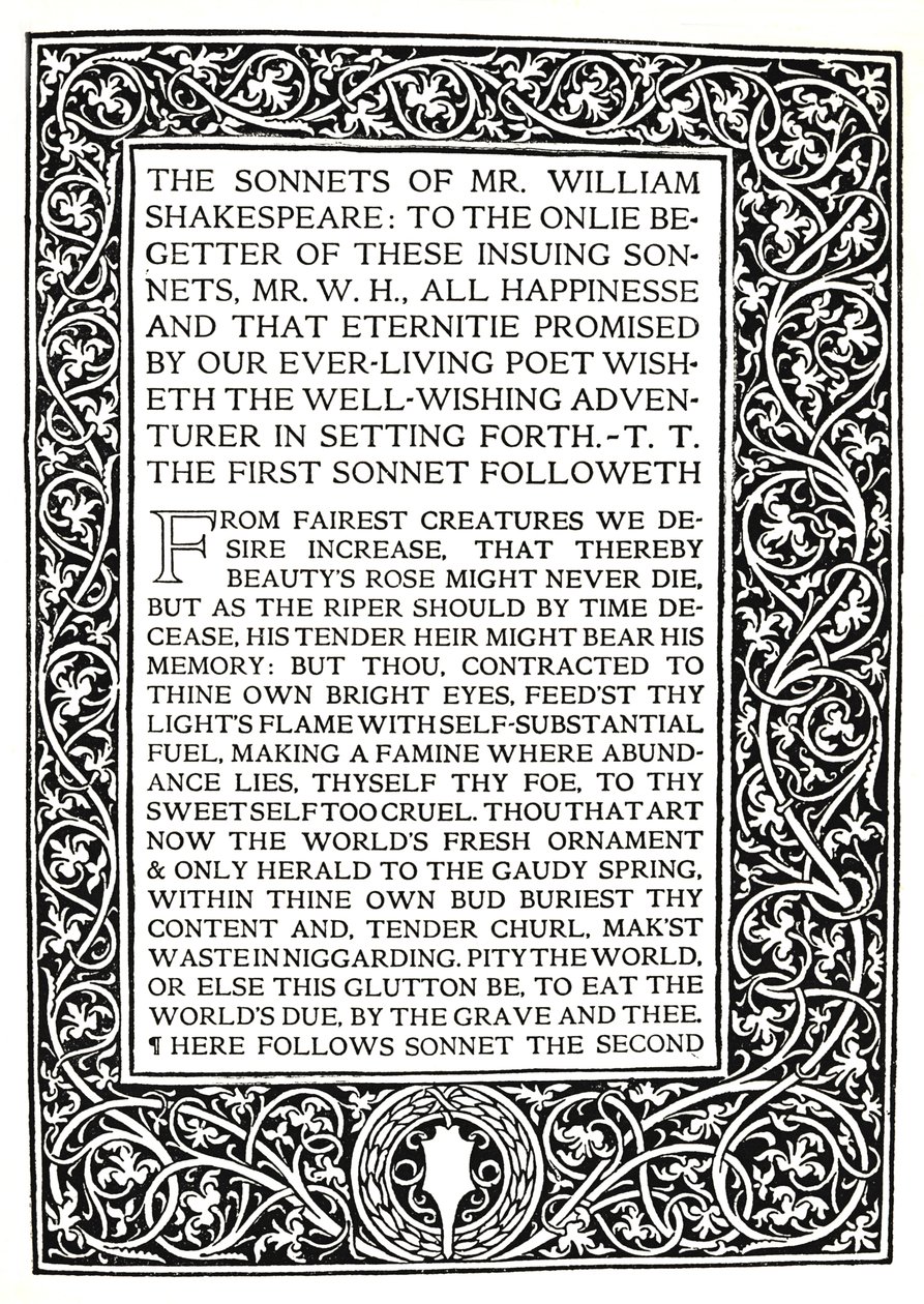 Riccardi Press: Seite aus den Sonetten von Shakespeare, um 1914 von Herbert Percy Horne