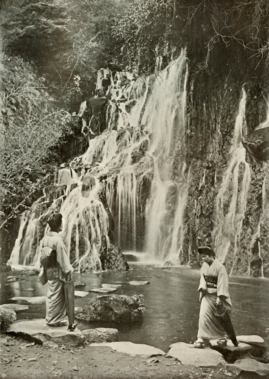 Der Wasserfall der fallenden Juwelen in Yumoto, 1910 von Herbert Ponting