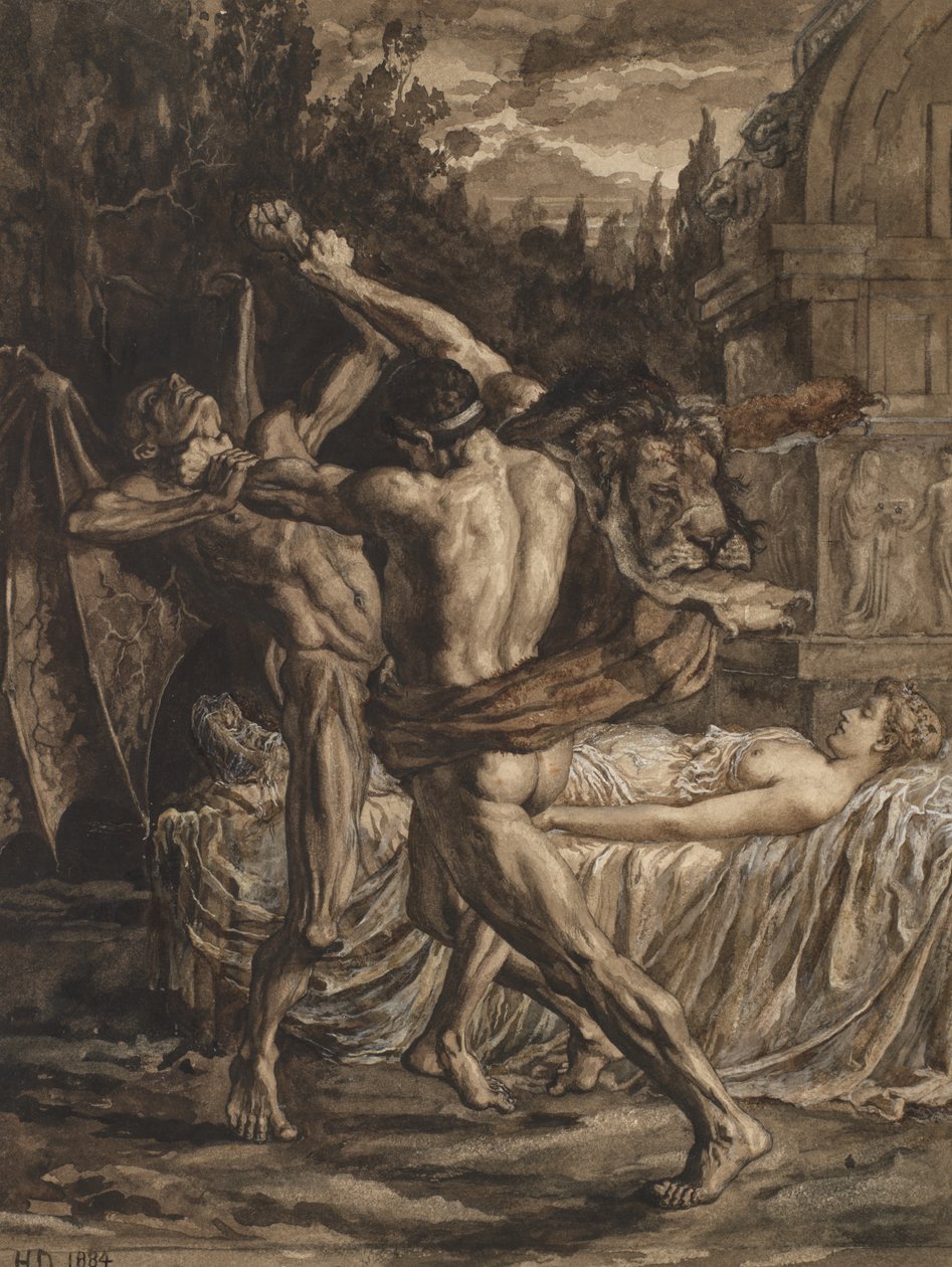 Herkules ringt mit dem Tod um die Seele von Alkestis von Herbert Thomas Dicksee