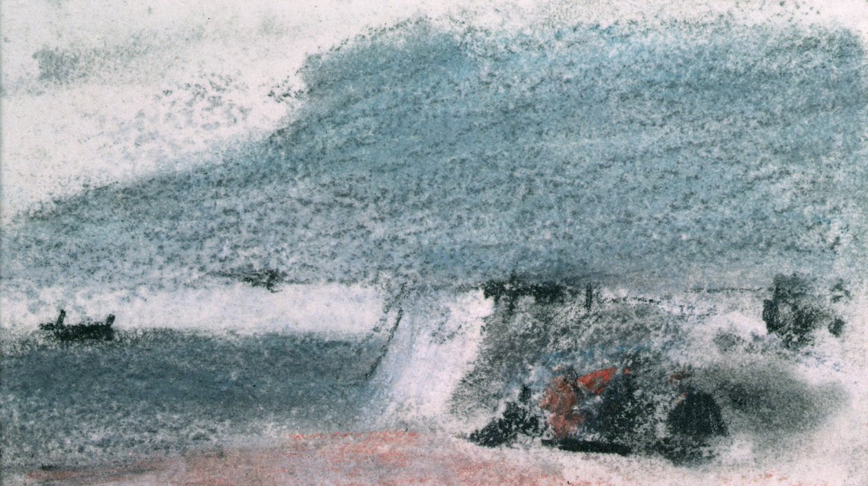 Küstenszene mit Klippen und einem Boot in der Nähe des Ufers von Hercules Brabazon Brabazon
