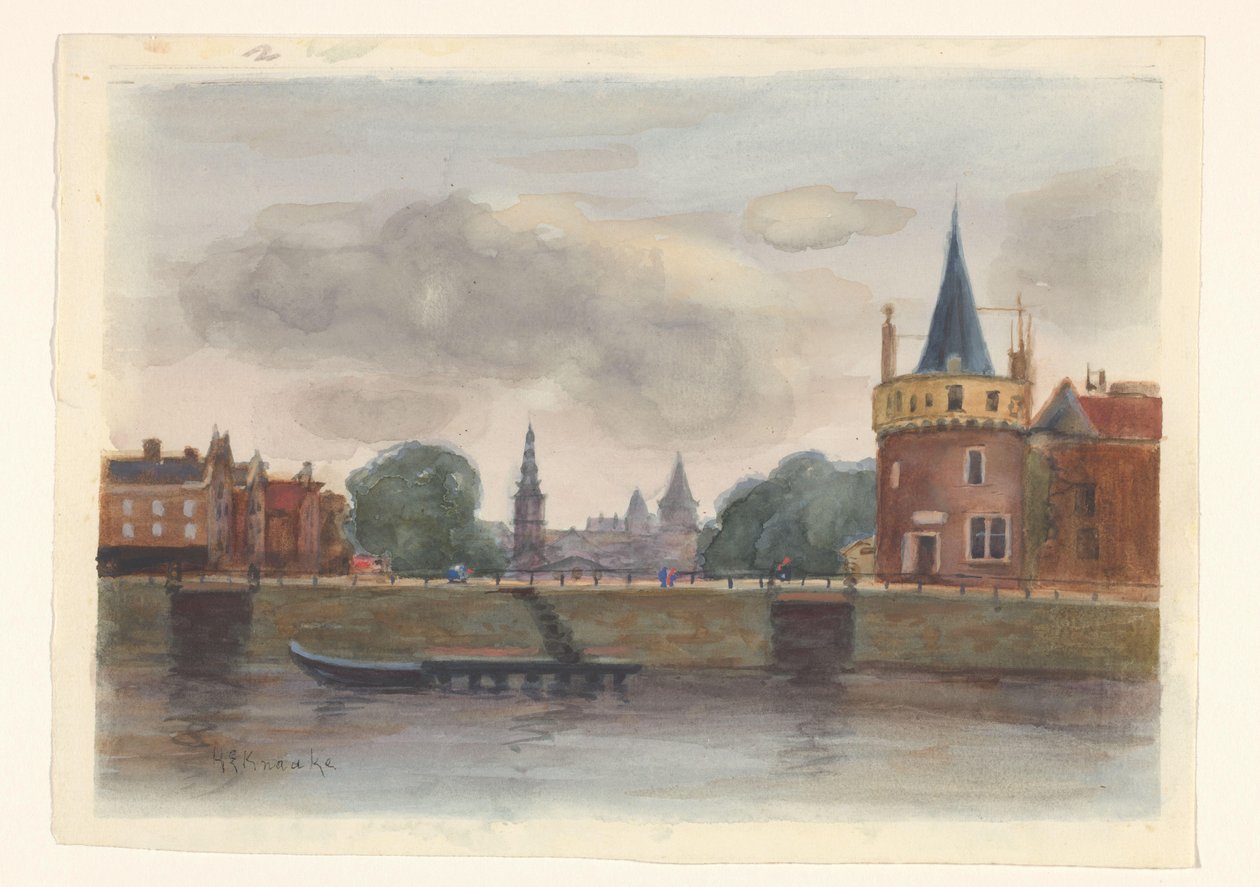 Ansicht des Schreierstoren in Amsterdam von Herman Eduard Knaake (signed by artist)