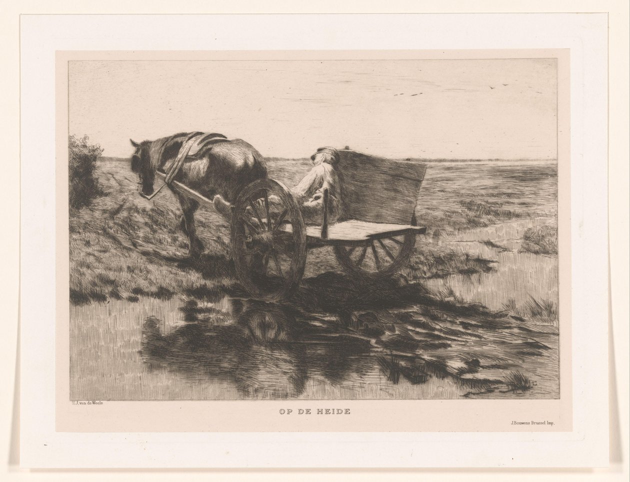 Pferdewagen auf der Heide von Herman Johannes van der Weele