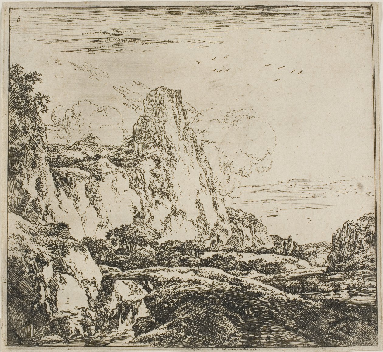 Die kleine Brücke nahe dem Felsen, aus der Serie Set of Landscapes von Herman Naijwincx
