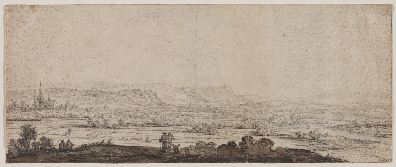 Landschaft mit dem Dorf Schenkenschanz, Gelderland, 1600er Jahre von Herman Saftleven