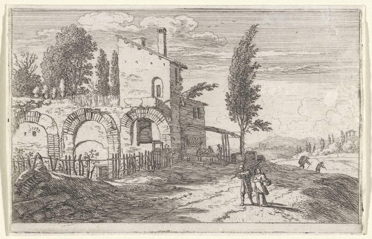 Gasthaus in den Ruinen des Kaiserpalastes von Herman van Swanevelt