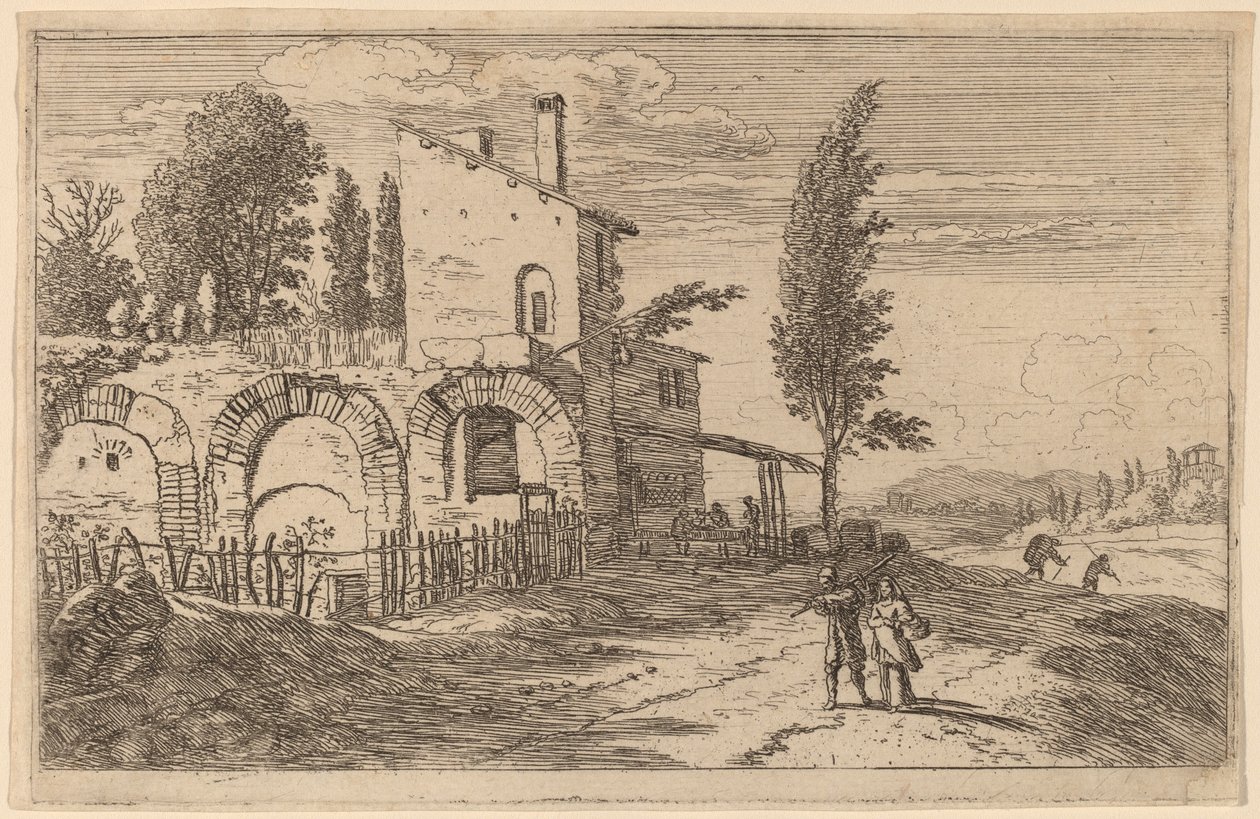 Gasthaus in den Ruinen des Kaiserpalastes von Herman van Swanevelt