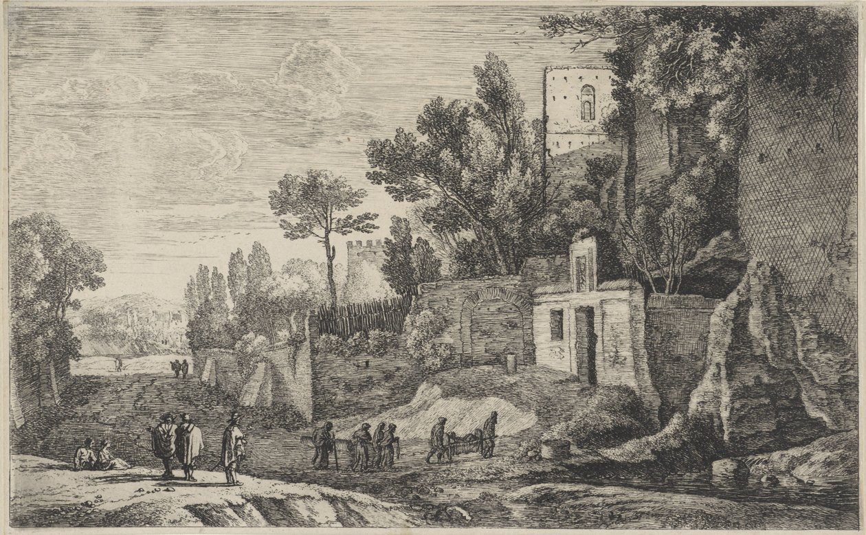 Landschaft mit einem Krankenhaus von Herman van Swanevelt