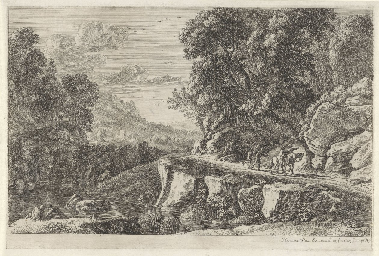 Landschaft mit zwei Reitern von Herman van Swanevelt