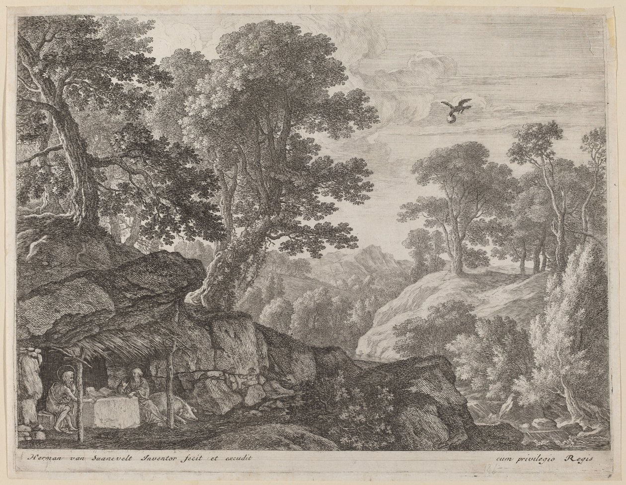 Heiliger Paulus und Heiliger Antonius am Eingang zur Höhle von Herman van Swanevelt