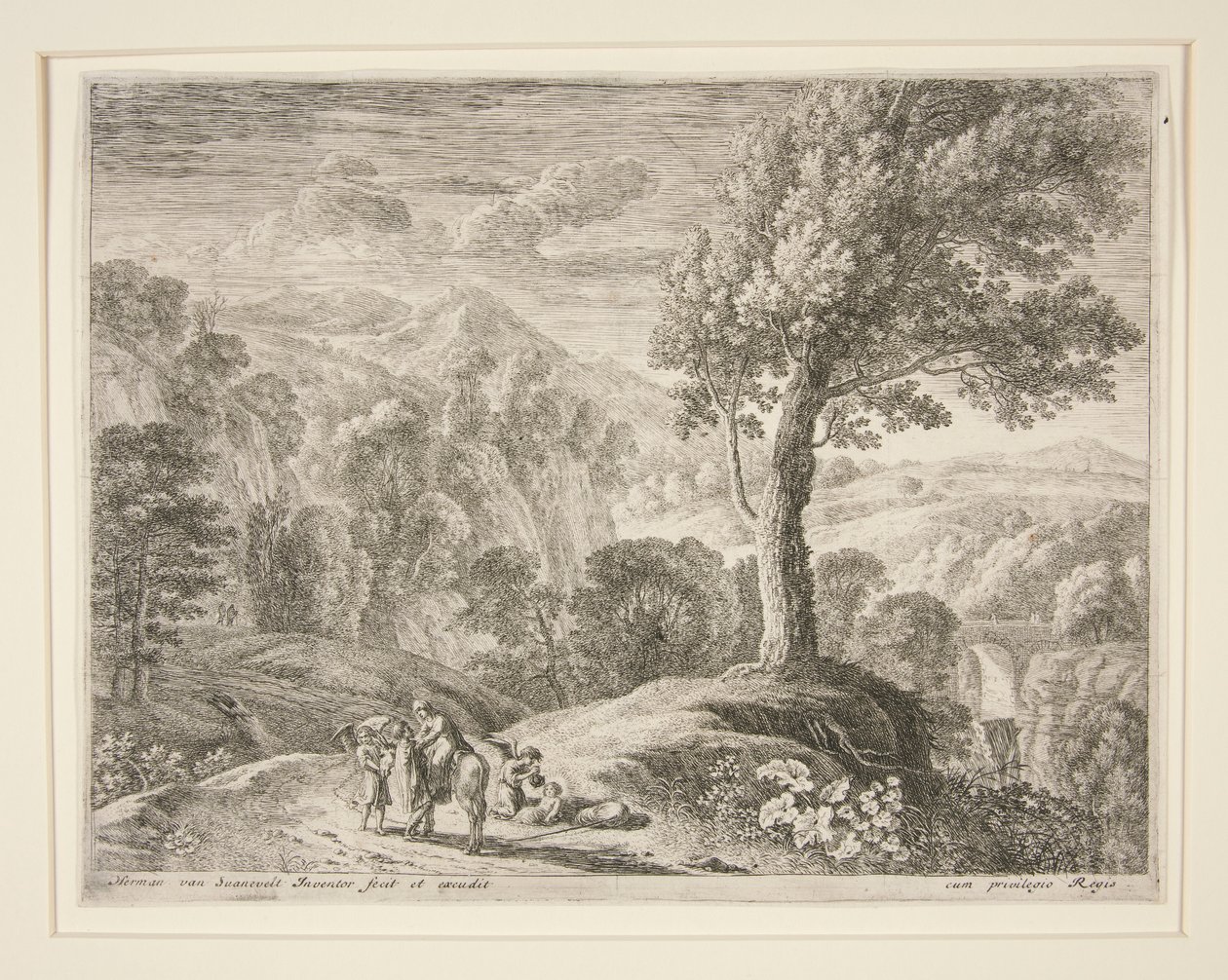 Der große Baum und die Höhle, aus der Serie Die Flucht nach Ägypten von Herman van Swanevelt