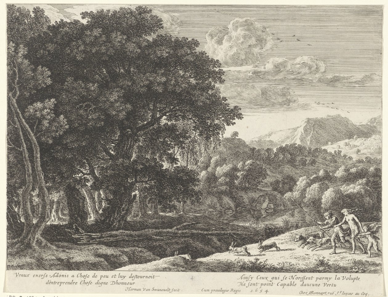 Venus und Adonis auf der Jagd von Herman van Swanevelt