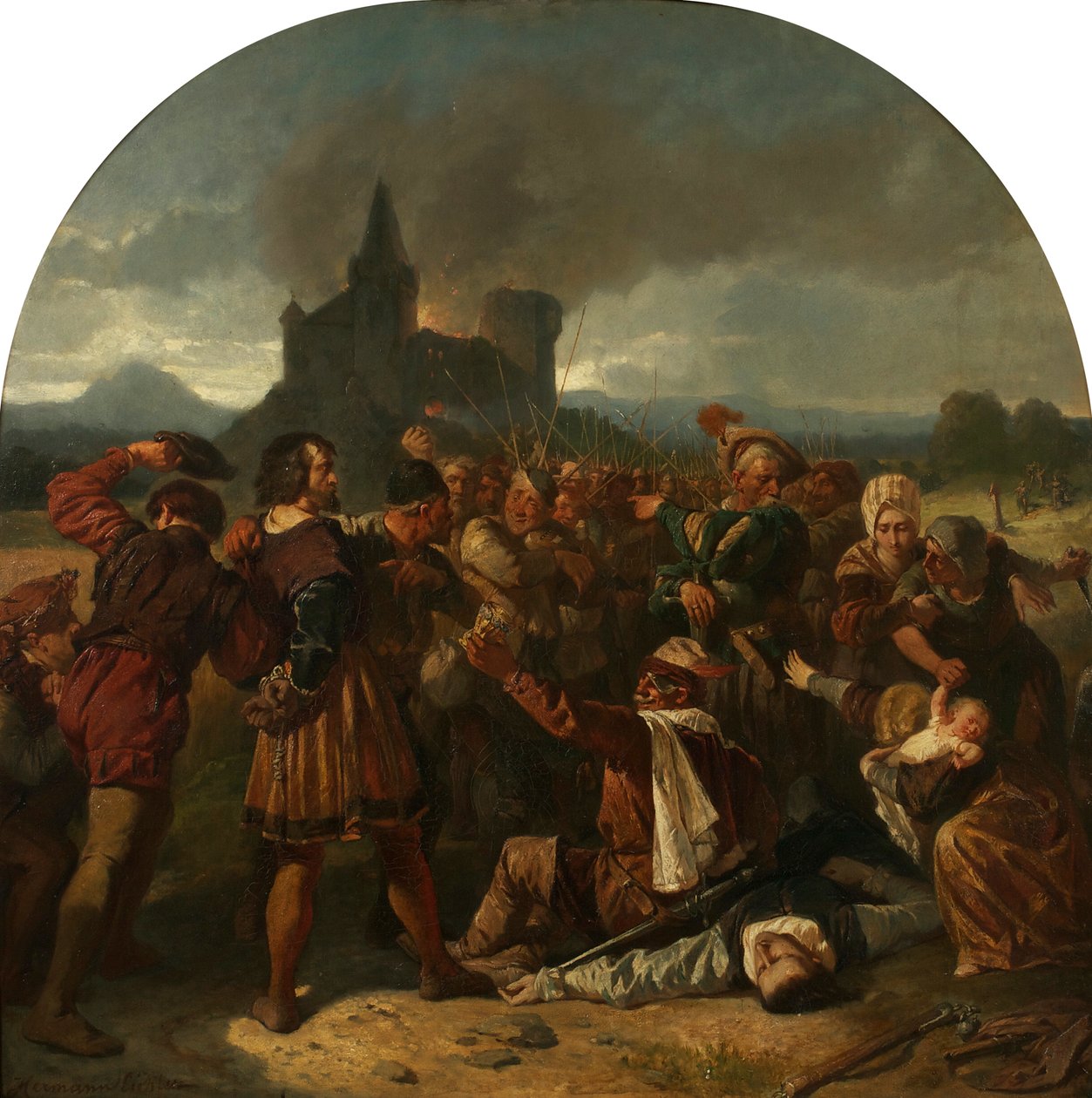 Episode aus dem Deutschen Bauernkrieg Der Mord an Graf Helfenstein bei Weinsberg, ca. 1867 von Hermann Eichler