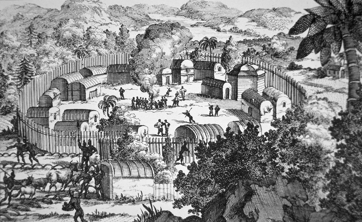 Dorf der Susquehanna-Leute, Susquehanna-Fluss (Detail) veröffentlicht als Einlage in Hermann Molls "Eine neue Karte der nördlichen Teile Amerikas, die von Frankreich beansprucht werden" 1720 von Hermann Moll