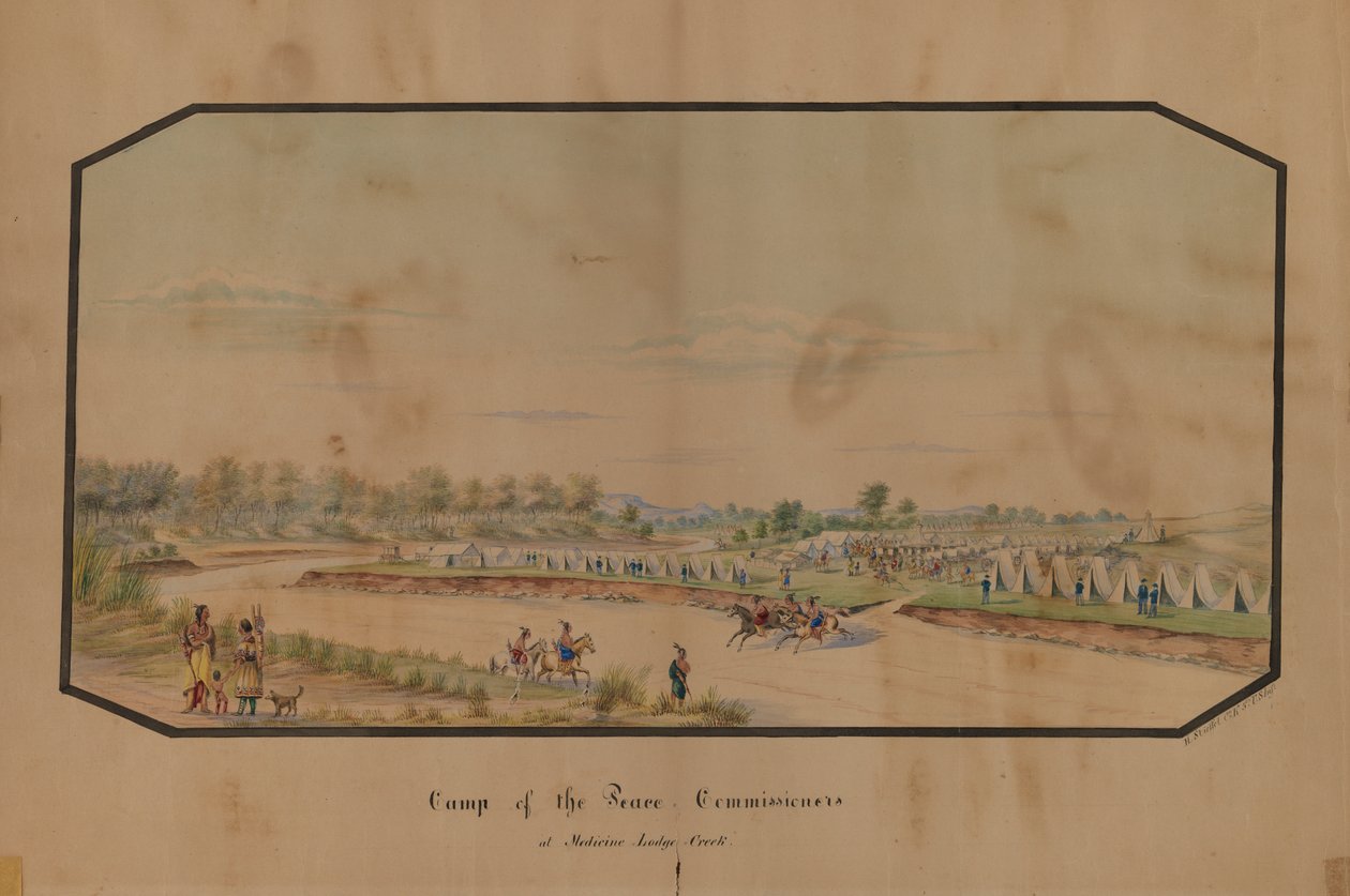 Lager der Friedenskommissare am Medicine Lodge Creek von Hermann Stieffel