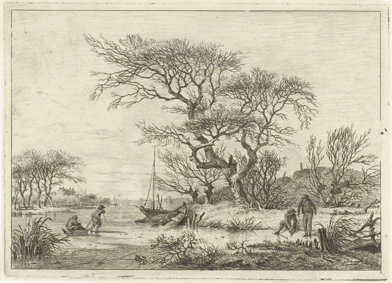 Winterlandschaft mit Schlittschuhläufern von Hermanus Fock